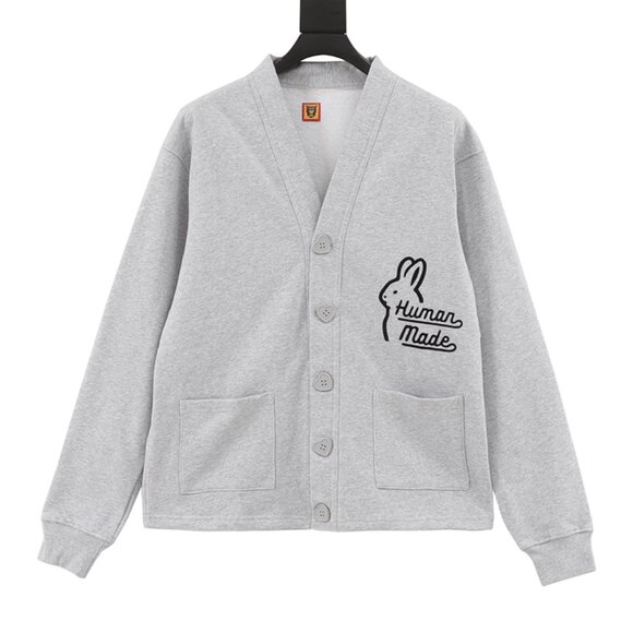 Rabbit Print Cardigan Jacket Grey Human Made - Picture 1 of 9